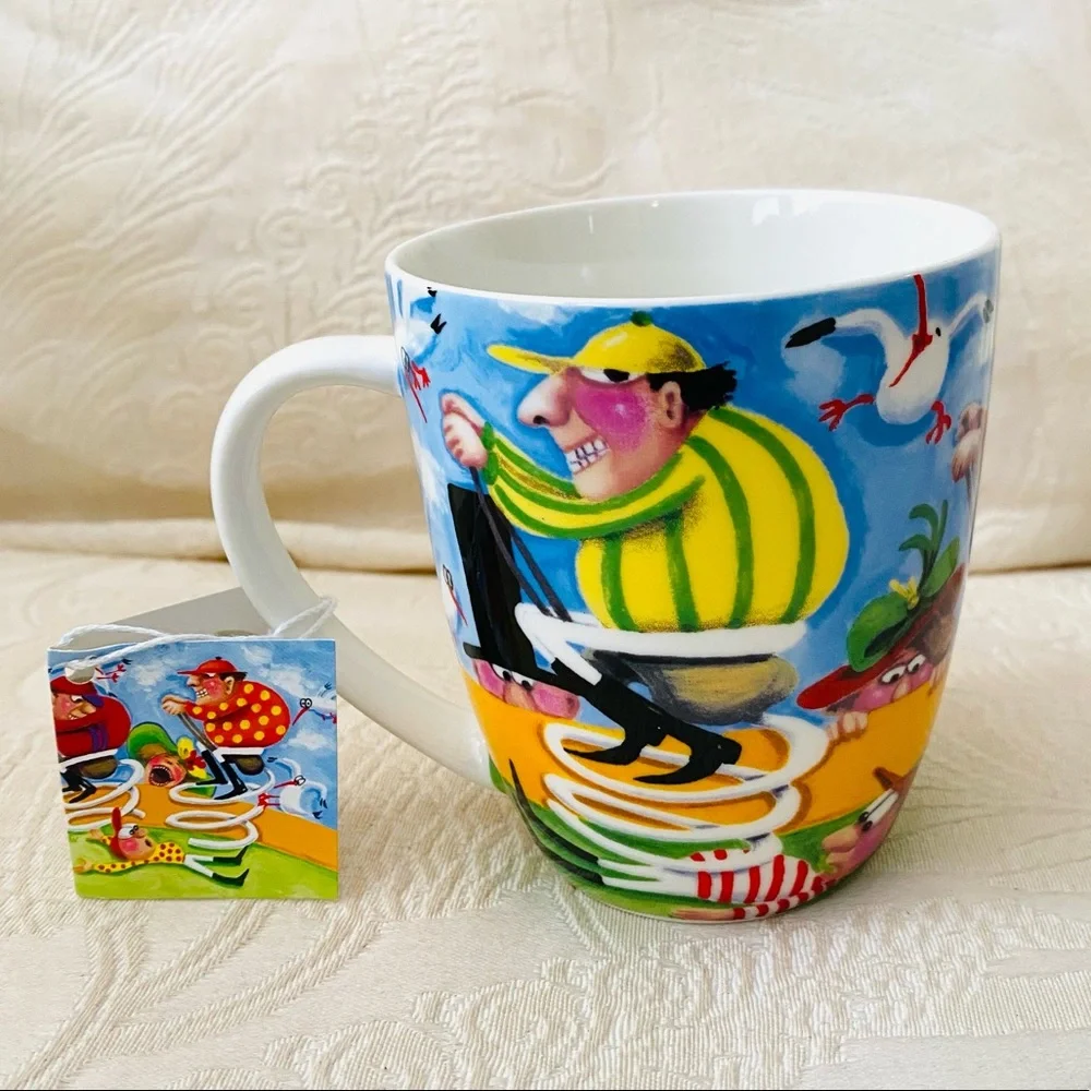 MAXWELL & WILLIAMS MUG DESIGNED BY SUE JANSON SPRING RACING 2008 PORCELAIN